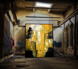 繪畫,廠區建設,廢墟,失去的地方,丙烯畫,畫廊,展覽,演示文稿,大會,圖形,行業,分手